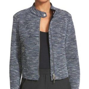 Theory Navy Neoprene Moto Jacket